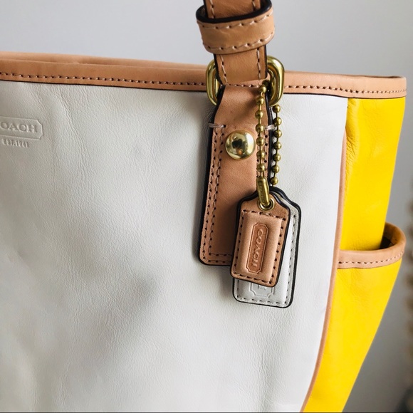 Coach color block leather tote B - Picture 5 of 8